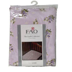 Fitted Crib Sheet Purple Floral 100% Cotton Cottagecore Lavender Pastel Fairy